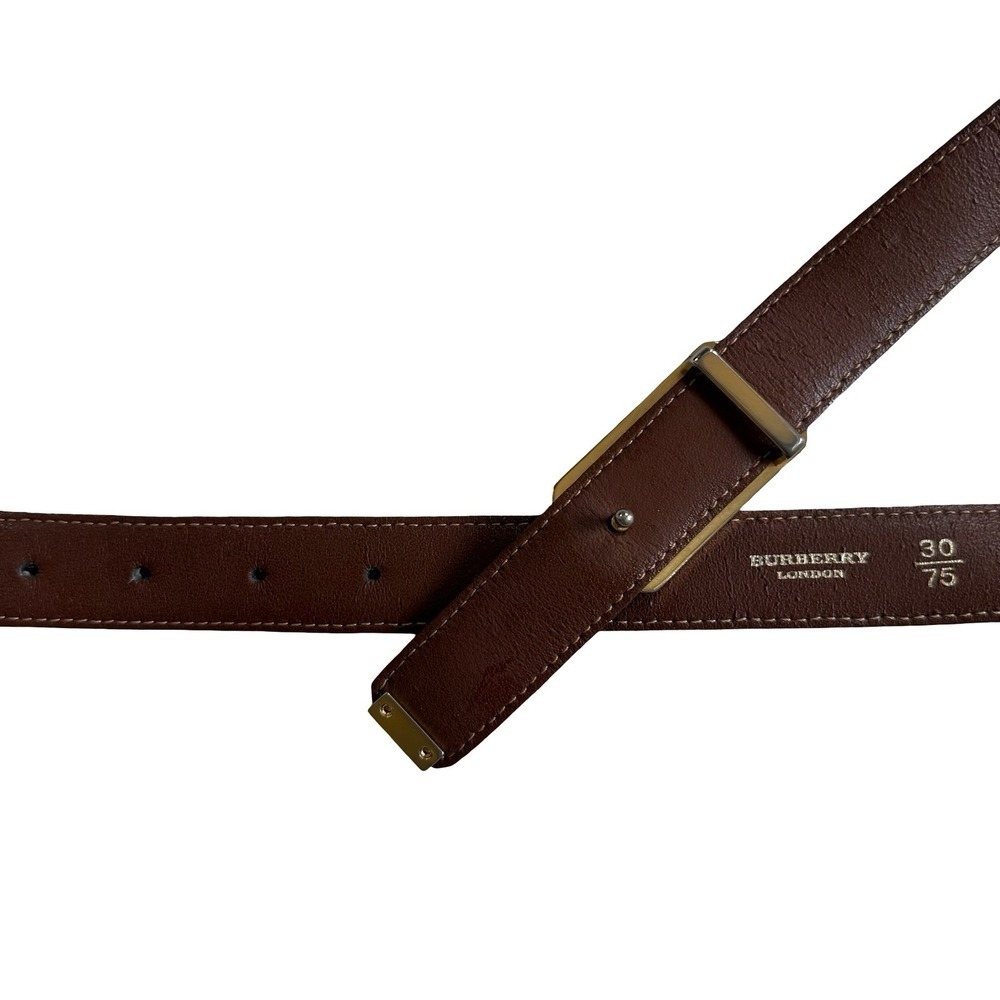 Burberry Vintage Check Leather Belt with Silver Buckle - Picture 6 of 8